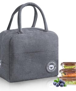 Sac Isotherme Repas Grüne, Sac à Lunch Isolé, Petit Sac à Lunch Isotherme Étanche (Gris) pour Adults et Enfants École Bu