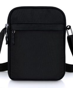 ENONEO Sac Bandoulieré Masculin avec 5 Poches Noir pour Voyage et Sports