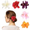Hifot 5 Pièces Hawaii Barrette Fleur Pince Cheveux Femme Été Mode Pince Crocodile Orchidées Accessoires de Coiffure Plag