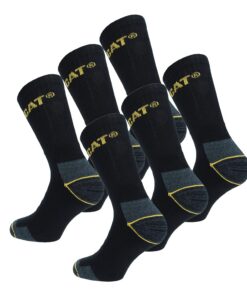 Caterpillar 6 Paires Chaussettes Travail Mi-Mollet Chaussures de Sécurité Pointe et Talon Renforcé Coton Eponge - Chauss