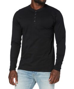 Herren Basic Henley L/S Tee Élégant et Comfortable pour la Maison et la Ville