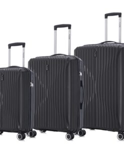 CELIMS Set de 3 Valise Cabine + Moyenne + Grande en Polypropylène Modele 2025| Serrure TSA | 8 Roulettes 360 Noir