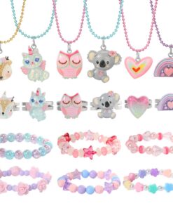 Ensembles Licorne et Collier Anneaux 6 Pièces pour Filles Small pour Jouets Girls Jewelry