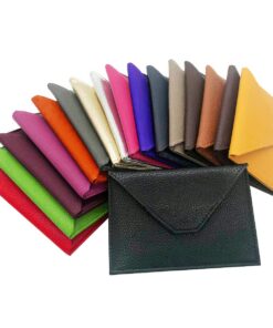 Charmoni Darcy - Enveloppe Pochette à Rabat Porte Papier Voiture Bleu - Identité et Carte Grise en Cuir Vachette - 11 cm