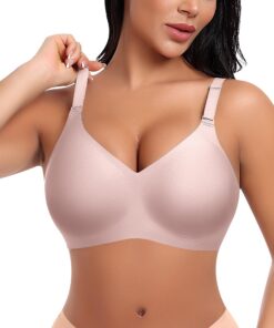 Ganado Soutien-gorge Push-up Sans Armatures et Sans Coutures - Doux et Confortable pour Femme - Col en V Profond (Taille