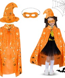 Cape de Magicien Enfant avec Chapeau et Sac Citrouille Halloween=$("#Brand+Core_Keyword") Wizard Cape Costume de Sorcièr