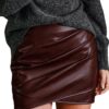 CUPSHE Mini jupe moulante en cuir synthétique taille haute ourlet asymétrique pour femme trendi look soirée femme