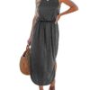 CUPSHE Robe d'été en tricot décontractée pour femme - Col rond - Taille élastique - Robe de plage