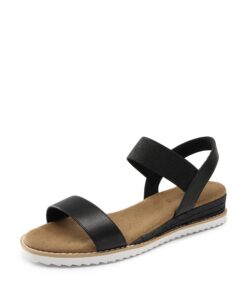 Sandales Plates DREAM PAIRS Jesus Slides Confortables pour Femmes Gris Noir Grße 39 (EUR)