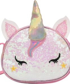 Sac à main Tegoneot licorne rose femme enfant brillant PU cartoon