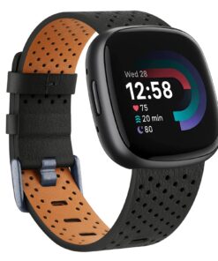 Bracelet Wanme pour Fitbit Versa 4 / Sense 2 - Homme et Femme - Cuir Souple - Waterproof - Accessoire de Rechange
