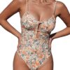 Maillot de bain CUPSHE une pièce décolleté bretelles réglables dos découvert à nouer soi-même