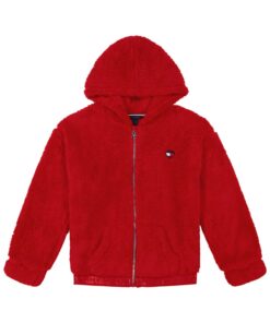 Tommy Hilfiger Sweatshirt à Capuche en Fleece avec Fermeture Éclair Intégrale et Poche Avant pour Filles - Confort et Ch