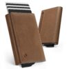 YESIIW Slim en Cuir Véritable Porte-Carte Homme Portefeuille Pop Up pour Hommes avec Blocage RFID et Fenêtre, Brun