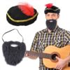 Hifot Costume Médieval Homme avec Chapeau et Fausse Barbe pour Carnaval Halloween Cosplay 2 Pièces Deguisement Pirate Re