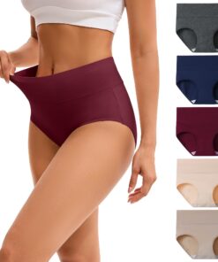 INNERSY Culotte Femme Coton Taille Haute Confort Élastique Doux OEKO-TEX STANDARD 100 Lot de 5 Sous-Vêtement Éco-Respect