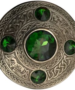 Broche celtique rayée Tidoneam pour homme en vert avec 5 pierres, 10,2 cm (4")