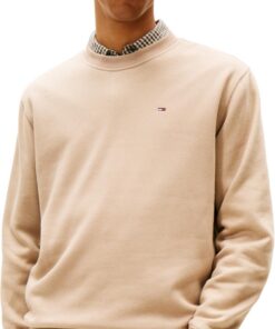 Tommy Jeans Sweat Homme Regular Fit Flag Fleece Col Ras-du-Cou Noir Größe L