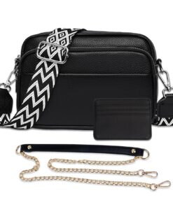 MUNSKT Sac Bandoulière pour Femme en Cuir PU avec Sangle Réglable, Compartiments pour Cartes et Multipoche - Sac de Voya