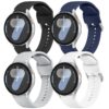 Wanme 4 Pièces Bracelet Sport en Silicone pour Samsung Galaxy Watch 7/FE/6/6 Classic/5/5 Pro/3/Active 2, Compatible avec