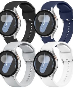 Wanme 4 Pièces Bracelet Sport en Silicone pour Samsung Galaxy Watch 7/FE/6/6 Classic/5/5 Pro/3/Active 2, Compatible avec