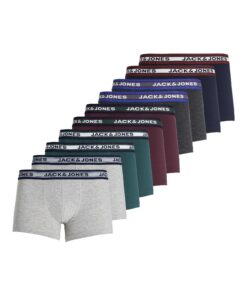 JACK & JONES Jacsolid Trunks Homme | Confort Élégant 10 Packs | Boxers pour Hommes | Style et Durabilité | Taille 32×32
