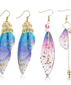 Boucles d'oreilles Hifot Bohème Or Femme Pendantes Papillon Vintage Rose Anniversaire
