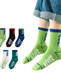Chaussettes sans couture enfants coton école 3-5 ans drôle cadeau vert
