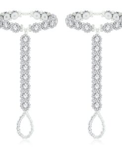 KALVICA Bracelet de Cheville Élastique 2 Pcs – Bijoux de Mariage et Plage pour Femme en Perles et Étoile de Mer Rhinesto