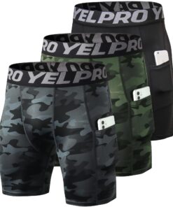 SPVISELot de 3 shorts compressifs pour homme - Sous-vêtements de compression en élasthanne - Short de course à pied pour