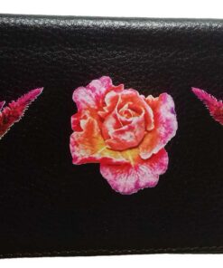 Syl'la Rose Porte-Chequier en Cuir Noir pour Femme Modelle Elegante