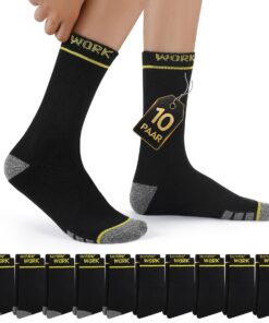 Mowenti Chaussettes Homme de Travail Hautes OEKO-TEX STANDARD 10 Paires Chaussette Crew Chaudes Coton pour Sport Hiver