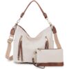 Sacs à main Hobo Chase Chic Cuir PU pour femmes，Sac Shopping Grande Bandoulière 2PCS Set