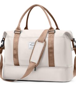 HPLQQ Sac de Voyage Femme Imperméable Marron Beige