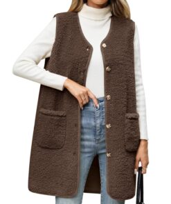 RITOSTA Long Gilet Femme Léger Manteau Automne Hiver Chic avec Poches Global Recycled Standard RITOSTA Long Gilet Femm