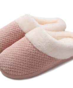 Junshide Chaussures de Intérieur Confortables pour Femmes - Mousse à Mémoire de Forme, Doublure en Fourrure - Semelle An