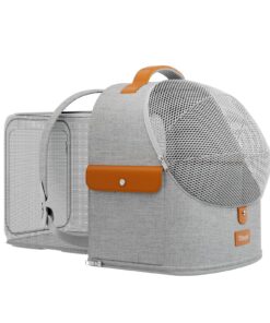 Sac à dos extensible gris pour chien - Capacité variable avec maille 4D respirante - Accessoire de transport idéal jusqu
