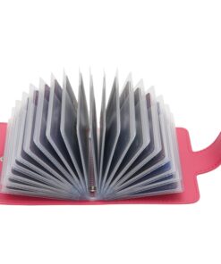 HRainbow Porte Cartes de Crédit avec 40 Emplacements Verticaux en PVC pour Femmes et Hommes - Rose et Rouge
