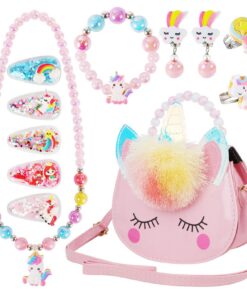 VGMANNTA Licorne Sac a Main Licorne - Bijoux Enfants Fille Cadeau Anniversaire -Rose1