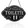 Pluto Decor - Plaque Toilettes Signalétique Noir et Blanc Élégante - Style Vintage avec Icônes Hommes/Femmes - Panneau e