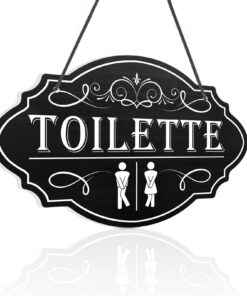 Pluto Decor - Plaque Toilettes Signalétique Noir et Blanc Élégante - Style Vintage avec Icônes Hommes/Femmes - Panneau e