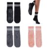 EUPSIIU Antiderapant Yoga Chaussettes Femmes pour Pilates et Danse - Grip En Coton, 3 Paires, Parfaite pour Yoga à la Ma