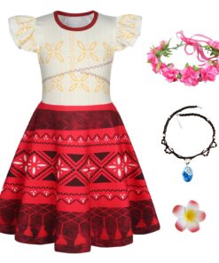 Robe Vaiana fille Océanie Déguisements Noel Carnaval Cosplay Party Halloween Anneau