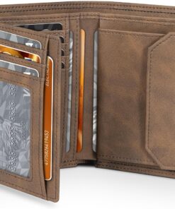Portefeuille RFID Minimaliste Homme Cuir Marron avec 12 Portes-Cartes 12 x 10 x 2 cm
