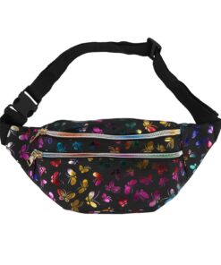 Sacoche Banane Vxiwscy Noir pour Femmes et Filles Étanche Holographique Vulgaris Festivals Voyage