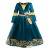 Robe de Princesse Manche Longue Mérida pour Fille 3-8 ans - Déguisement Carnaval Noël Anniversaire Halloween