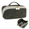Prite Grande Capacité Trousse de Maquillage en Cuir PU pour Femme Imperméable avec Séparateur Transparent et Poignée (Fl