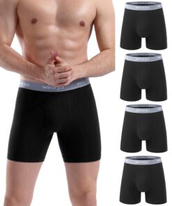 Wirarpa Boxer Homme Coton Confortable Lot de 4 Braguette Ouverte Élastique Sans Étiquette