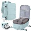 HPLQQ Sac à dos sous vide de voyage avec pompe - Compression Cabine Avion Easyjet, Sac airbag pour Homme/Femme P3-Bleu c