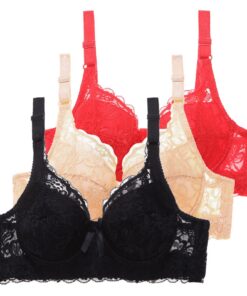 Soutiens-Gorge Push-Up Lot De 3 Armatures Soutien-Gorge Sportif Femmes Dentelle Ajustable pour Entraînementquotidien
